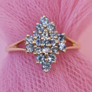 Sky blue gemstone ring size 10 US, spinel engagement ring 10K gold